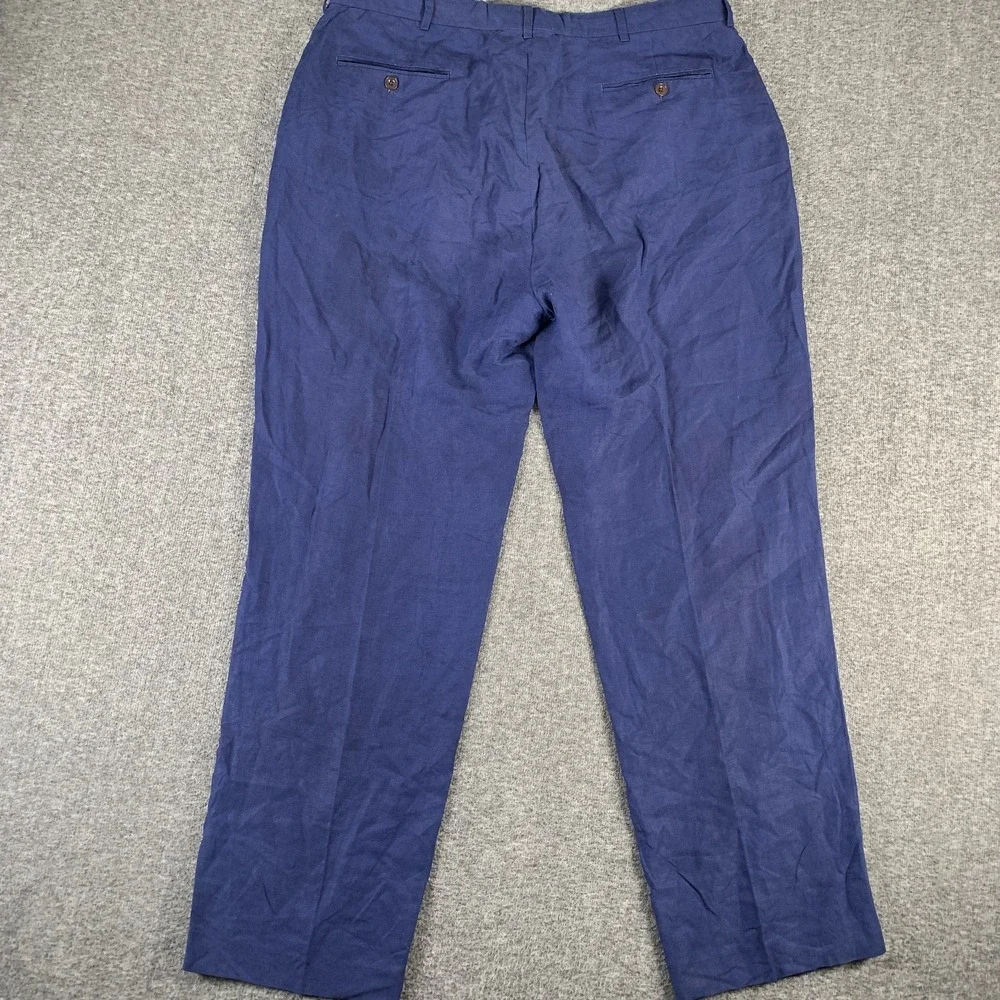 Vintage Polo Ralph Lauren Linen Pants Men 38x32 Blue Silk Trousers Old Money